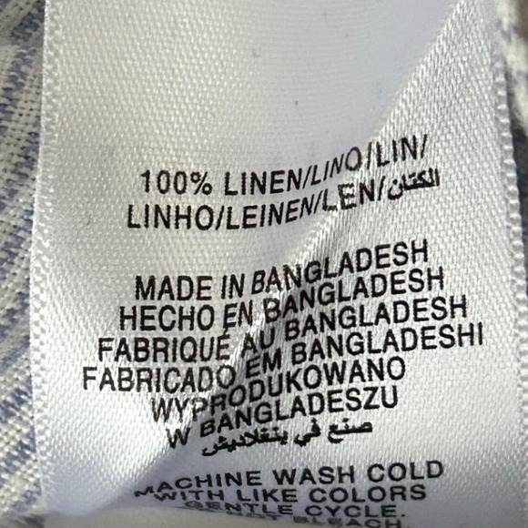 Ellen Tracy Striped Linen Blend Button Up Shirt Top Womens L Coastal Nautical - Picture 7 of 7